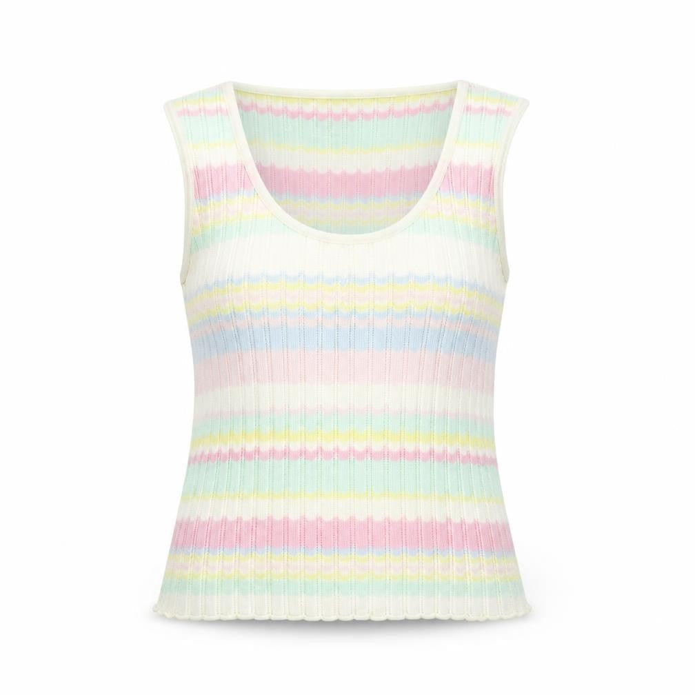 ESCADA Womens Multicoloured Geometric Viscose Basic T-Shirt Size S Scoop Neck