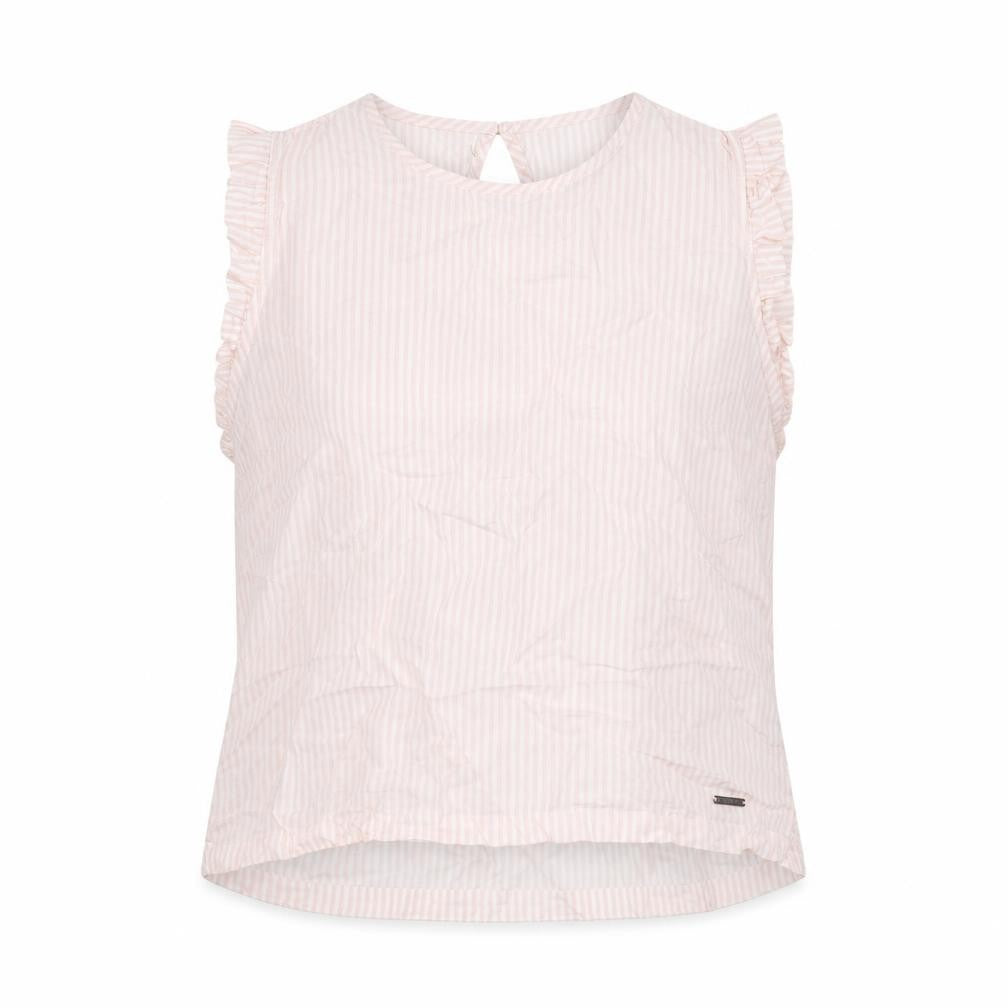Quba & Co Womens Pink Striped Cotton Basic T-Shirt Size 10 Round Neck