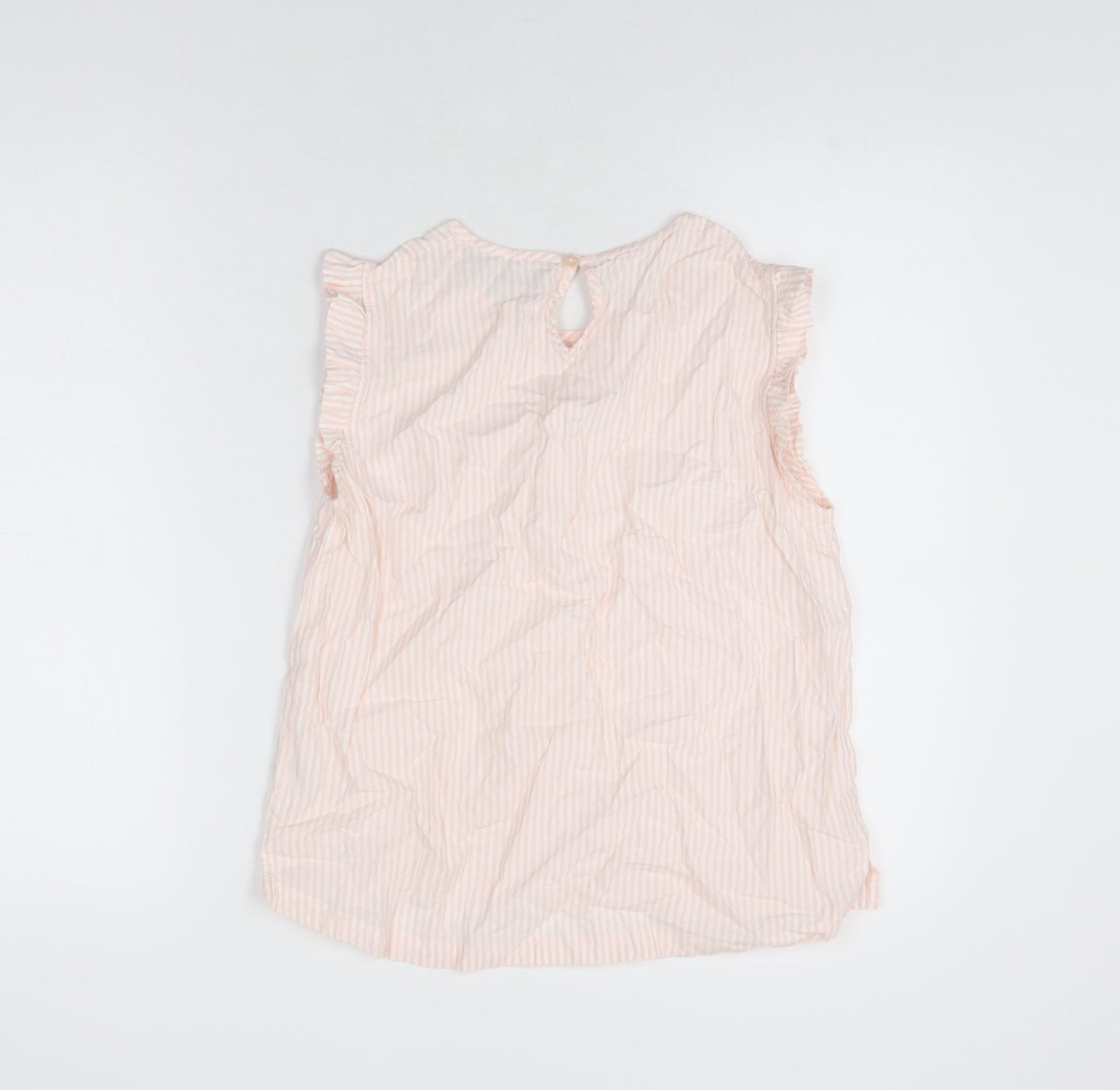 Quba & Co Womens Pink Striped Cotton Basic T-Shirt Size 10 Round Neck