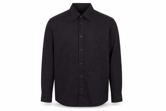 Autograph Mens Purple Striped Polyester Button-Up Size M Collared Button