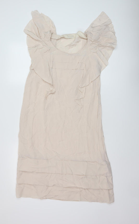 Briger St Mikkelsen Womens Beige Polyester Trapeze & Swing Size 8 Round Neck Pullover