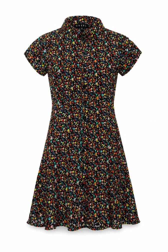 Moptel Womens Multicoloured Floral Viscose A-Line Size 2XS Collared Button