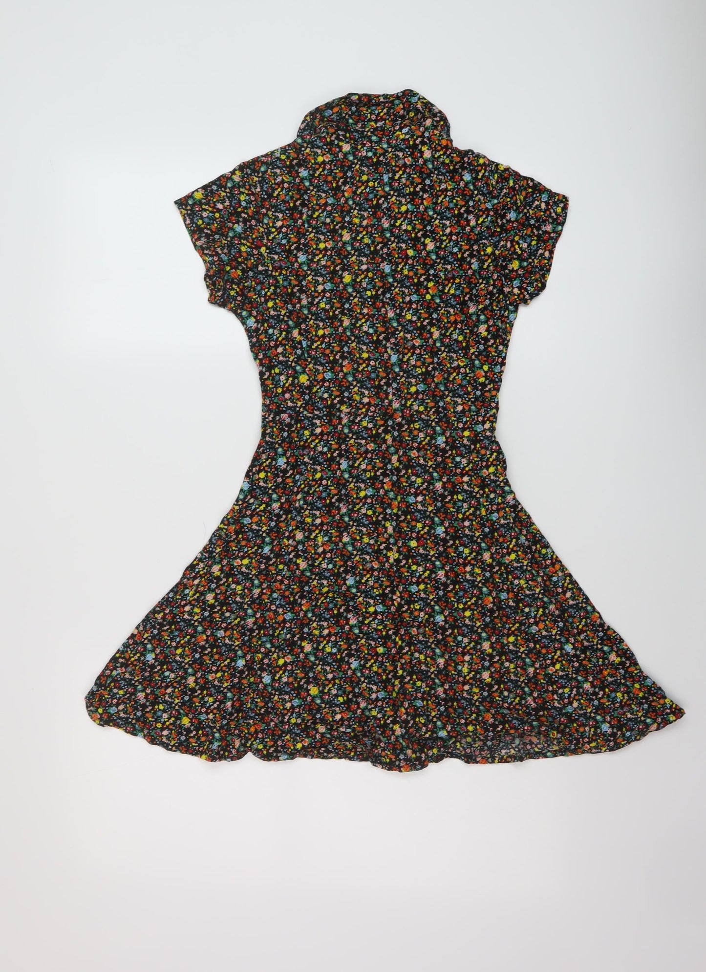 Moptel Womens Multicoloured Floral Viscose A-Line Size 2XS Collared Button