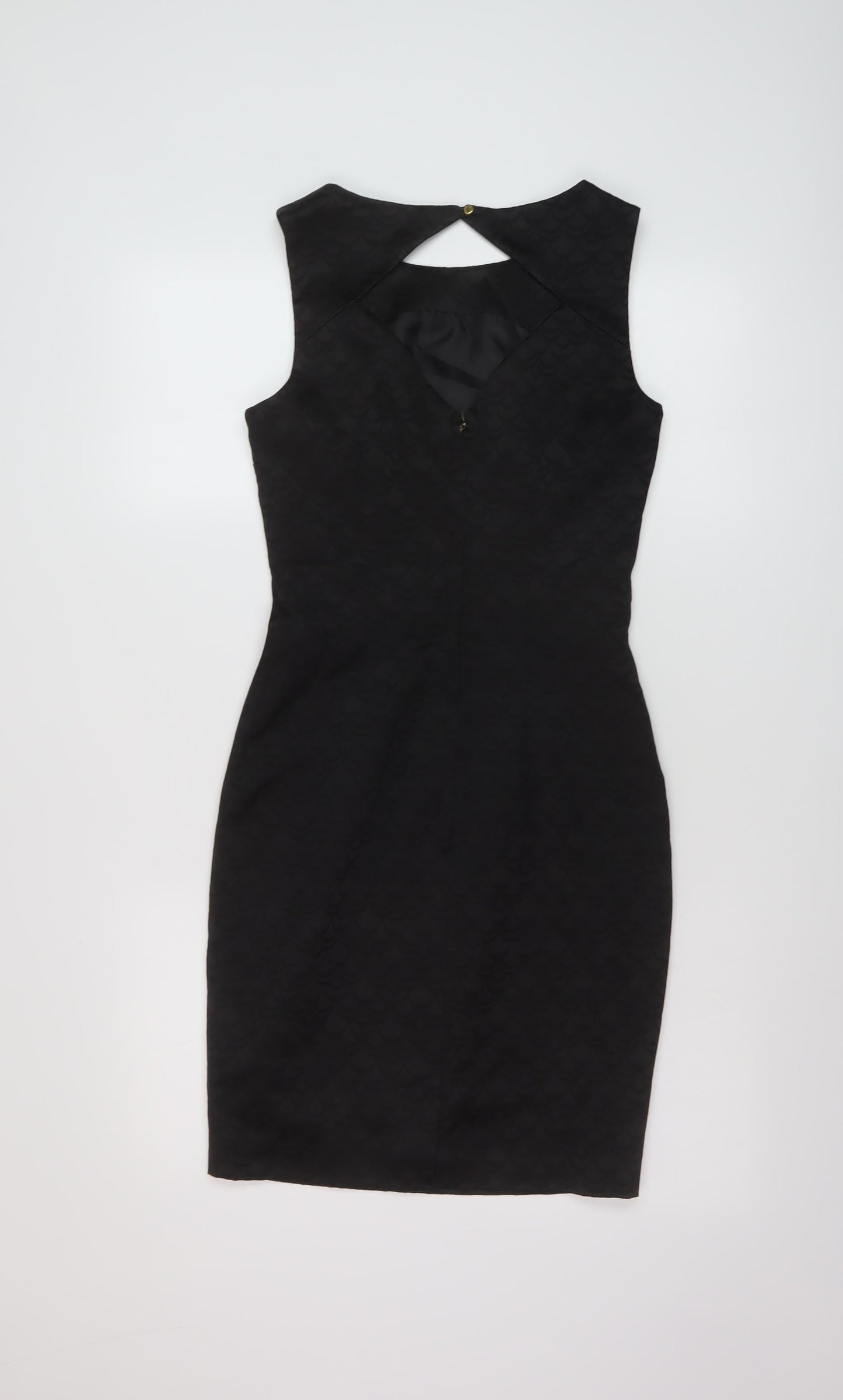 H&M Womens Black Cotton Sheath Size 6 Round Neck Zip