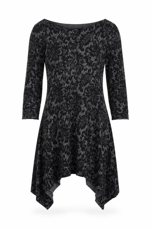 Marks & Spencer Womens Grey Roll Neck Geometric Acrylic Tunic Jumper Size 12