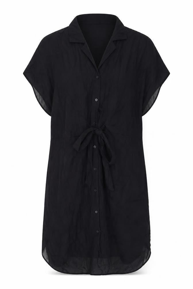 H&M Womens Black Viscose A-Line Size M Collared Button