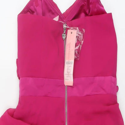 Lipsy Womens Pink Polyester Mini Size 8 Sweetheart Zip