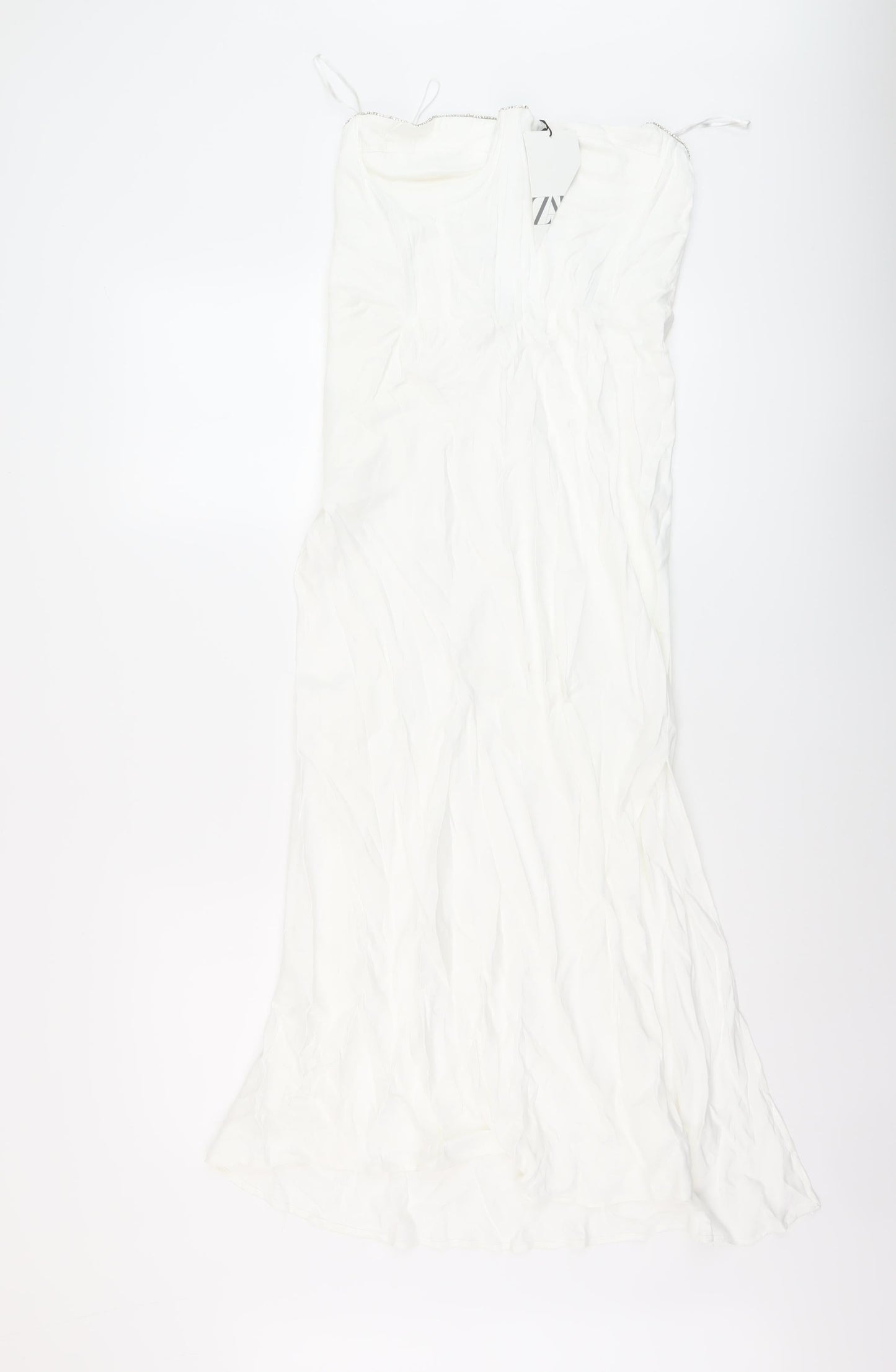 Zara Womens White Viscose A-Line Size M Off the Shoulder Zip