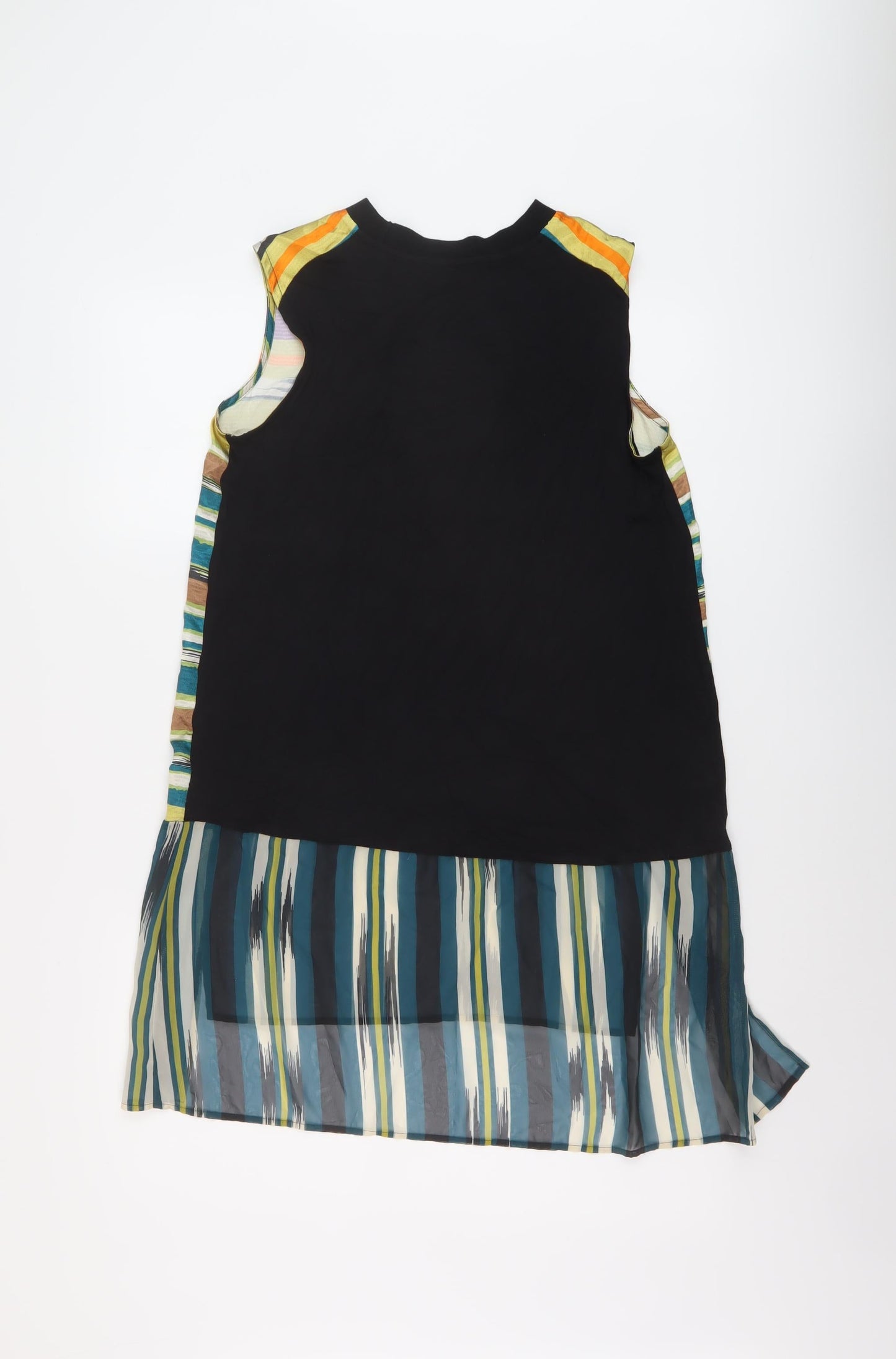 Per Una Womens Multicoloured Striped Viscose Tunic Tank Size 10 Crew Neck