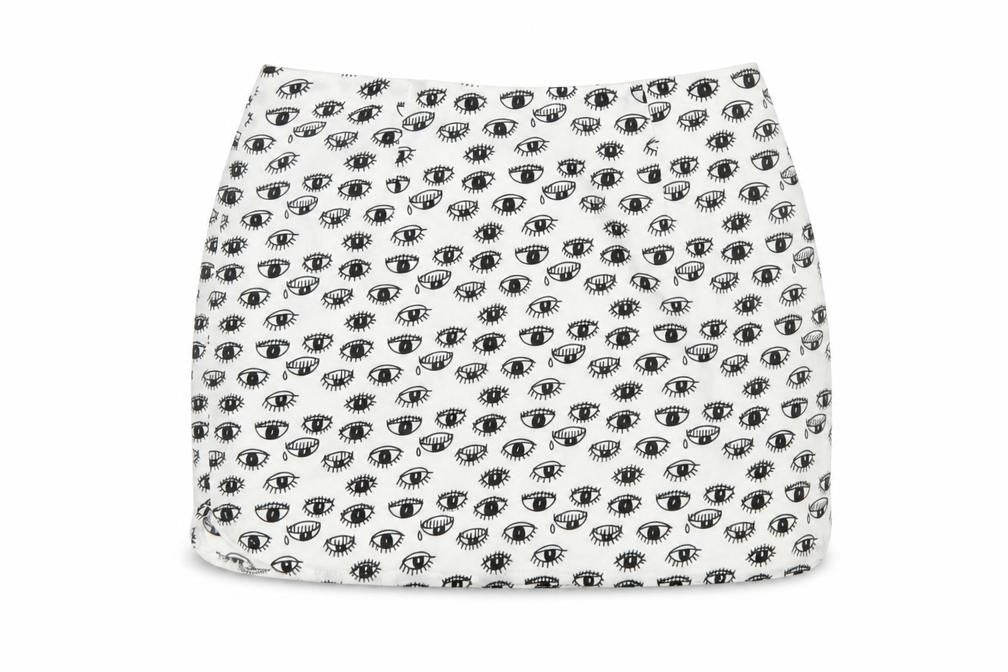 Neon Rose Womens White Geometric Polyester Mini Skirt Size 10 Zip