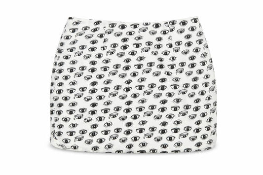 Neon Rose Womens White Geometric Polyester Mini Skirt Size 10 Zip
