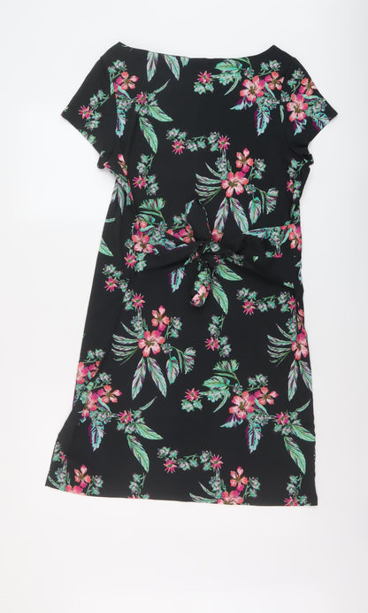 Kiabi Womens Black Floral Polyester A-Line Size 14 Round Neck Pullover