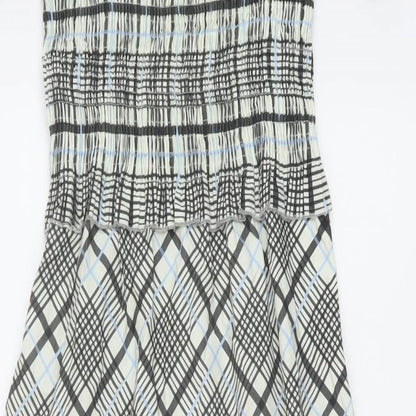 Topshop Womens Multicoloured Plaid Cotton A-Line Size 6 Square Neck Pullover