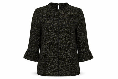 Oasis Womens Black Polka Dot Viscose Basic Blouse Size 10 Mock Neck