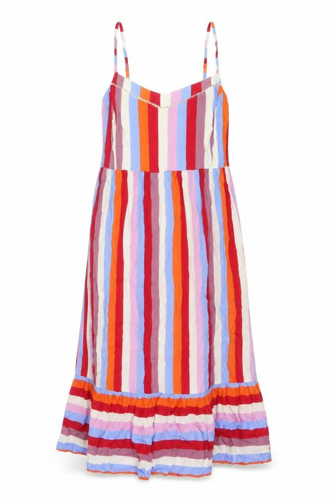 Marks & Spencer Womens Multicoloured Striped Viscose A-Line Size 14 Sweetheart Pullover