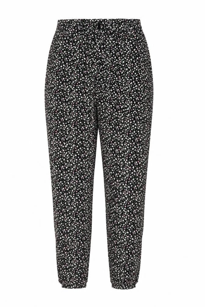 H&M Womens Black Floral Viscose Trousers Size 10 L26 in Regular