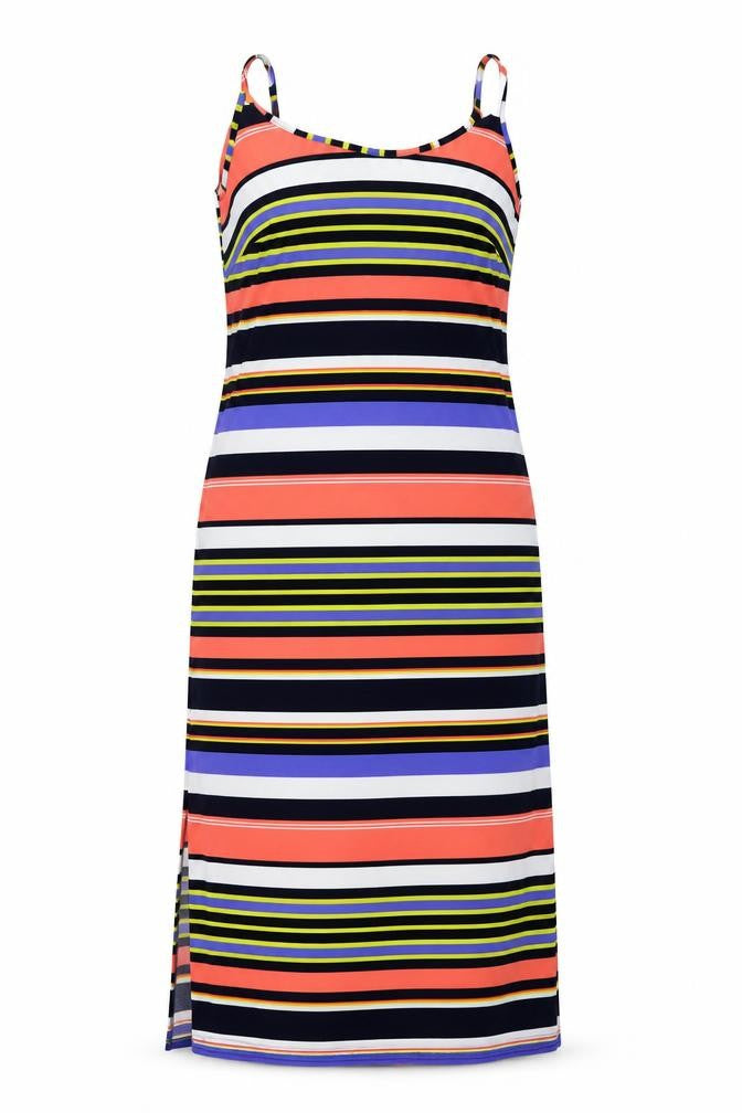 Kaleidoscope Womens Multicoloured Striped Polyester A-Line Size 14 Round Neck Pullover