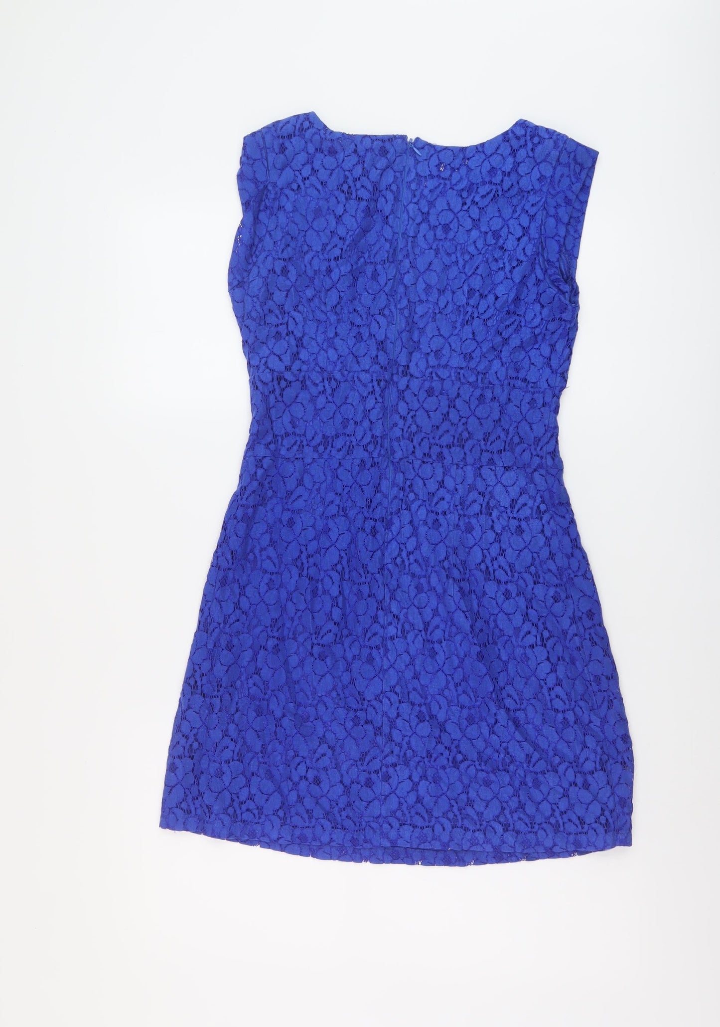 Apricot Womens Blue Cotton A-Line Size 10 Roll Neck Zip