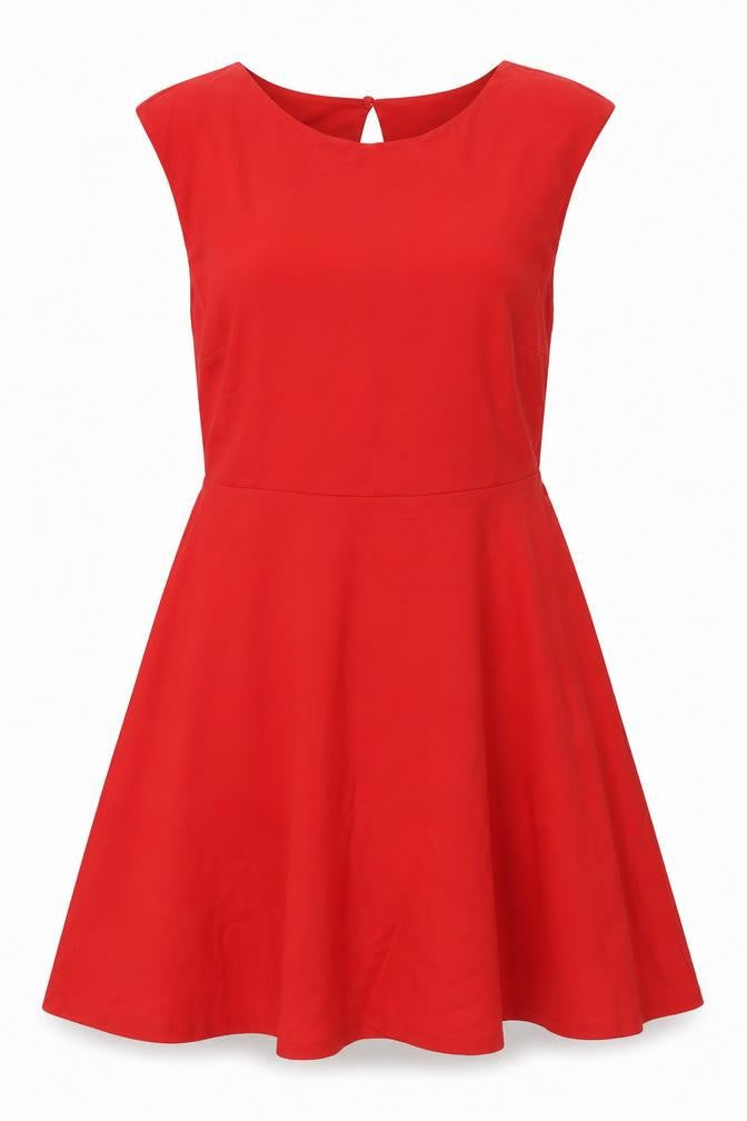 Soyuth Womens Red Viscose A-Line Size 16 Round Neck Button
