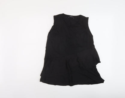 Additional front view of Autograph women’s black viscose basic tank, size UK 10, round neck