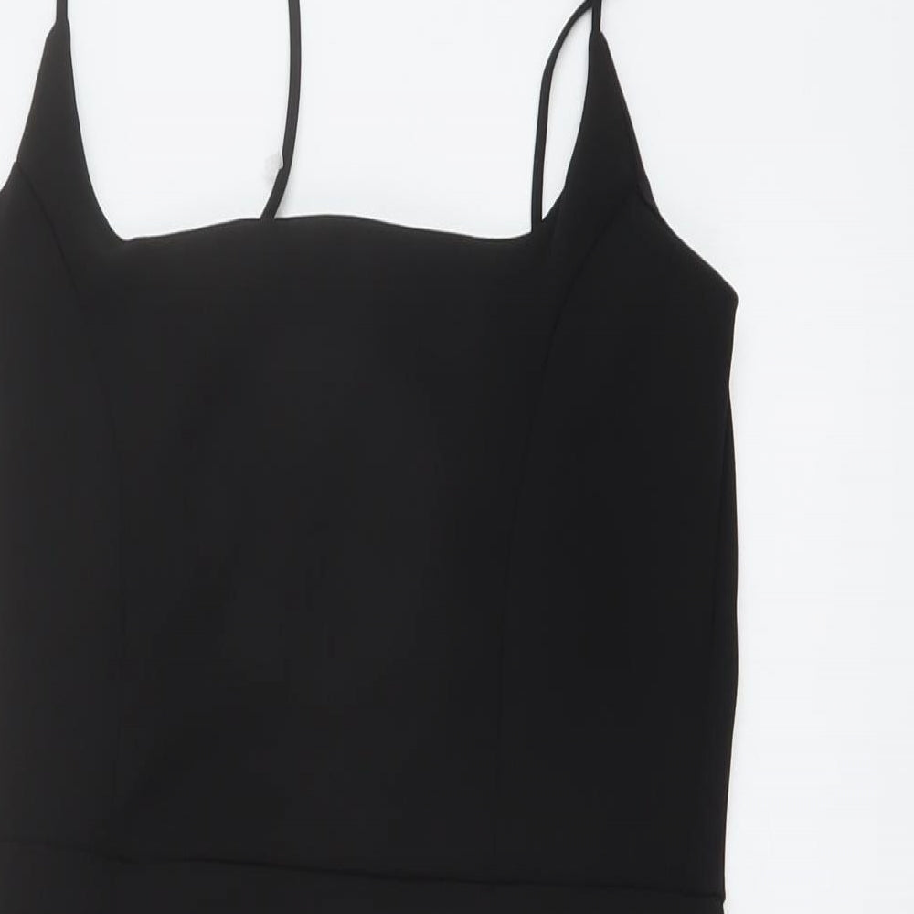 Nasty Gal Womens Black Polyester Mini Size 10 Square Neck Pullover