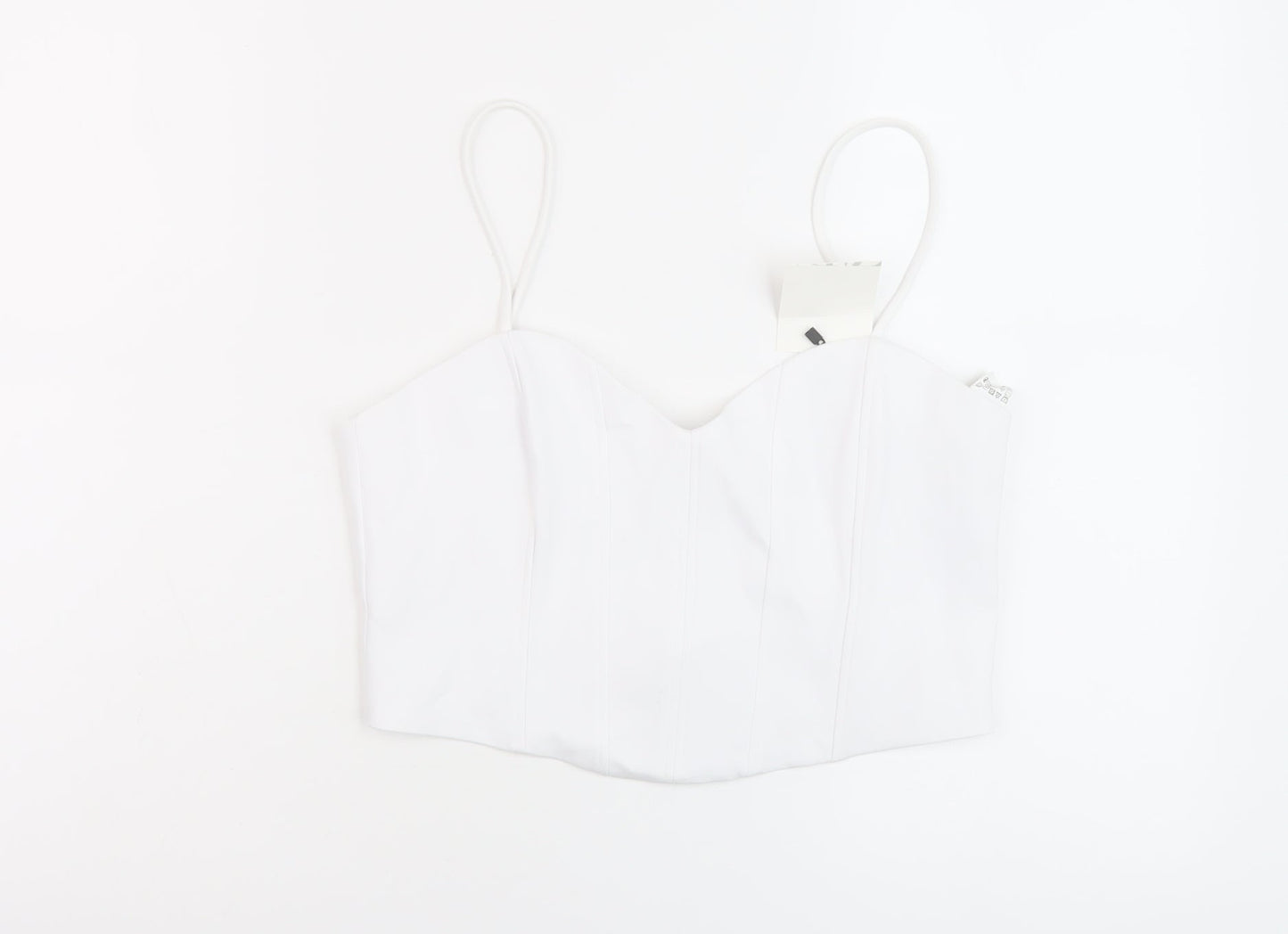 Zara Womens White Cotton Cropped Tank Size M Sweetheart