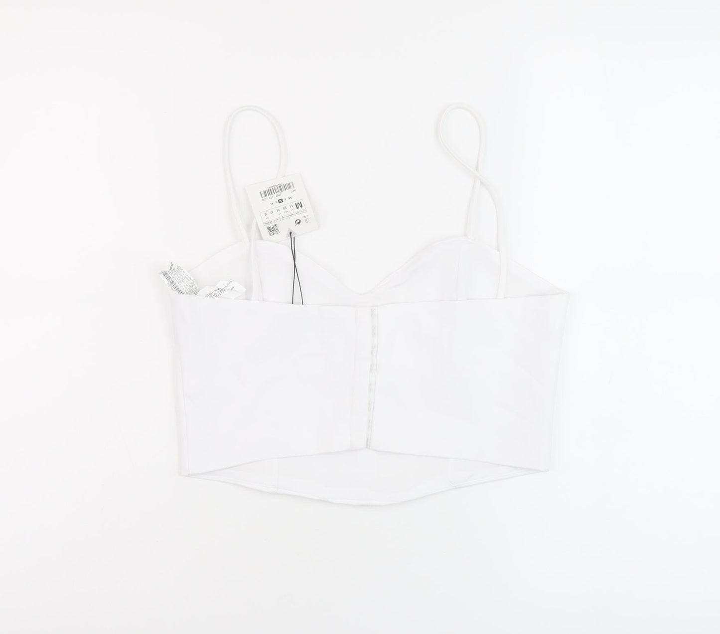 Zara Womens White Cotton Cropped Tank Size M Sweetheart