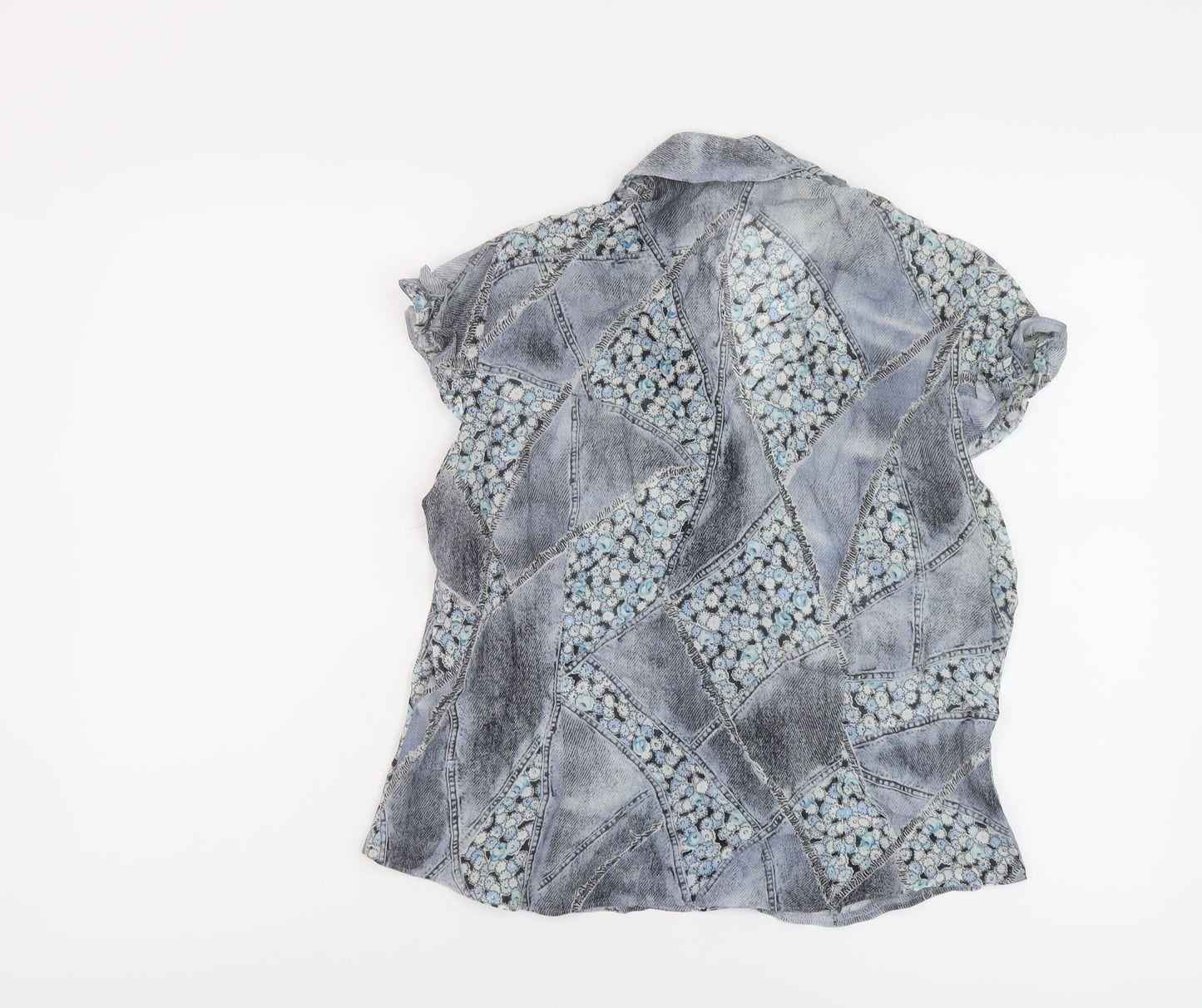 Steilmann Womens Blue Geometric Polyester Basic Blouse Size 16 Collared