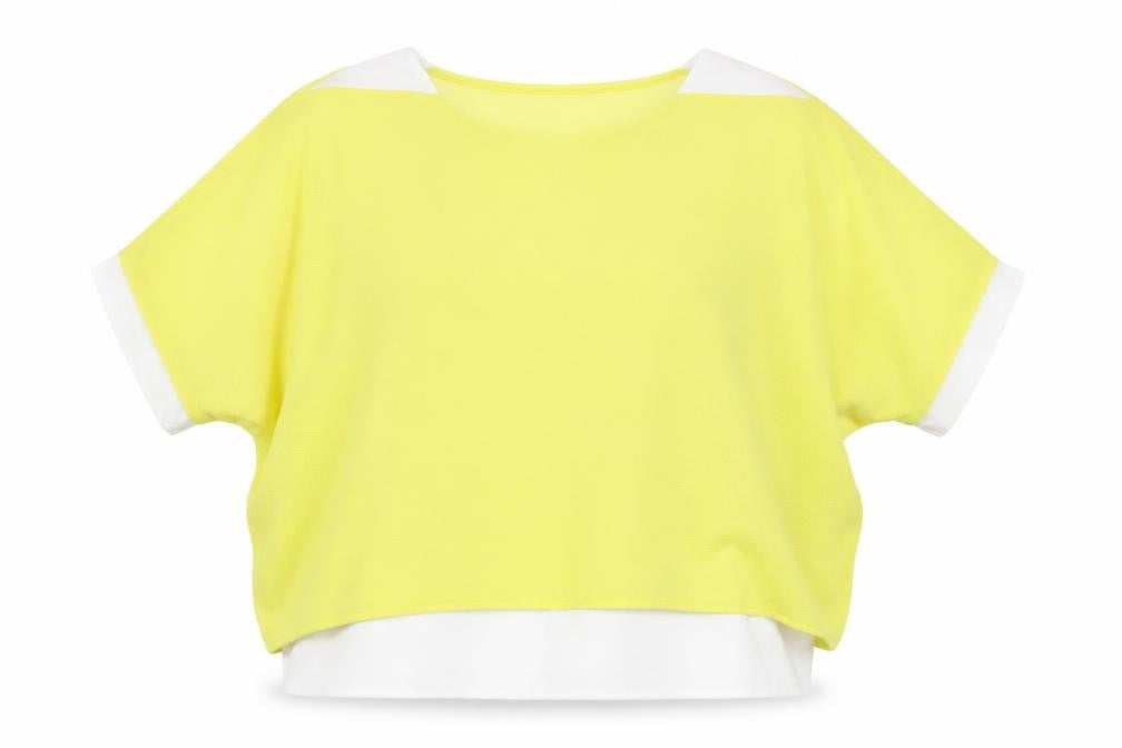 Quiz Womens Yellow Polyester Basic Blouse Size S Round Neck