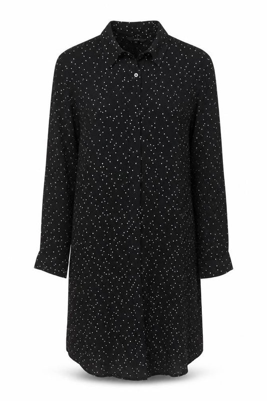 Uniqlo Womens Black Polka Dot Viscose Shirt Dress Size XS Collared Button