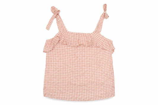 NEXT Womens Pink Check Viscose Basic Blouse Size 14 Square Neck