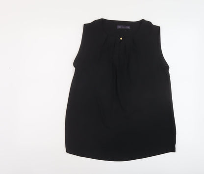Marks & Spencer Womens Black Polyester Basic Tank Size 10 Round Neck