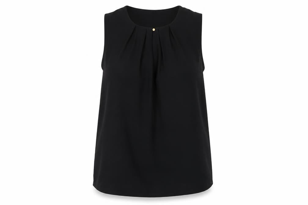Marks & Spencer Womens Black Polyester Basic Tank Size 10 Round Neck
