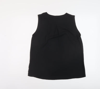 Marks & Spencer Womens Black Polyester Basic Tank Size 10 Round Neck