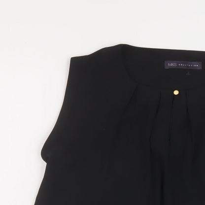 Marks & Spencer Womens Black Polyester Basic Tank Size 10 Round Neck