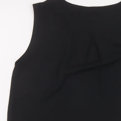 Marks & Spencer Womens Black Polyester Basic Tank Size 10 Round Neck