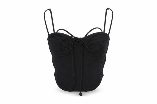 Bershka Womens Black Polyester Cropped Tank Size XS Sweetheart
