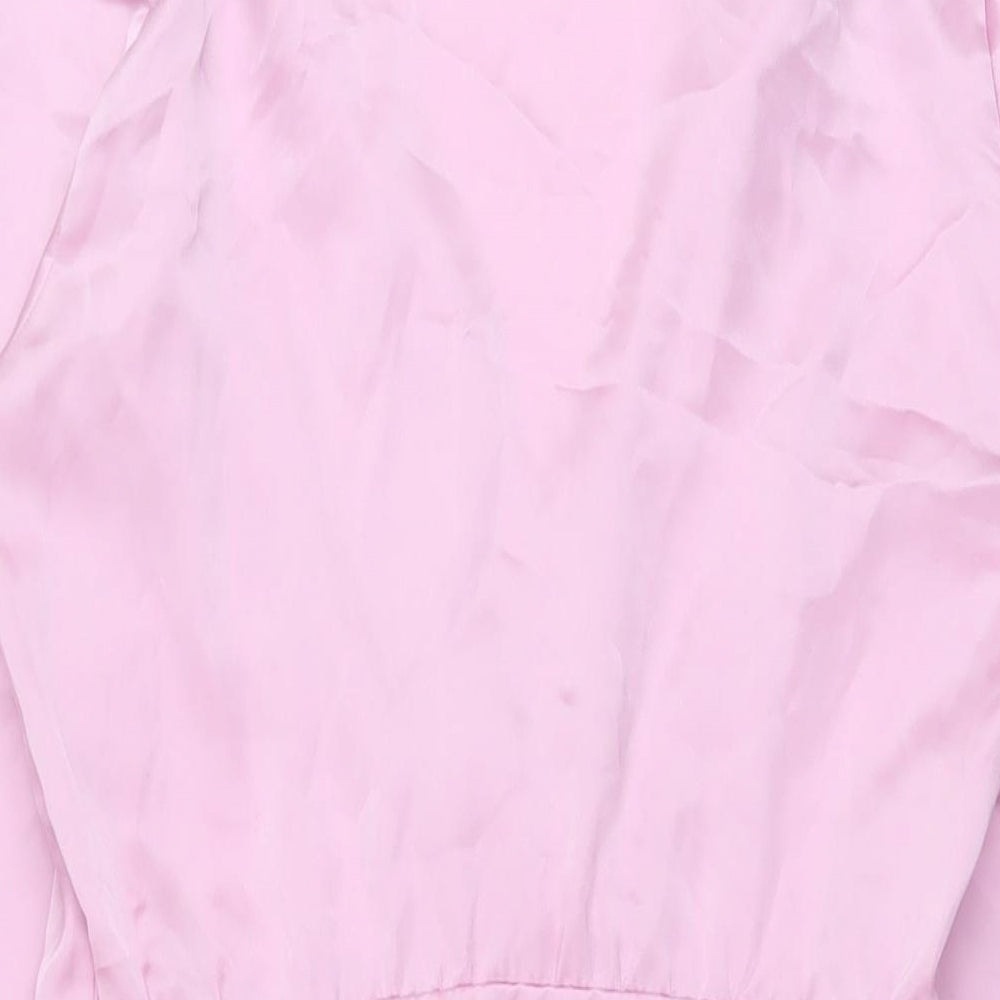 Zara Womens Pink Polyester Shirt Dress Size S V-Neck Zip