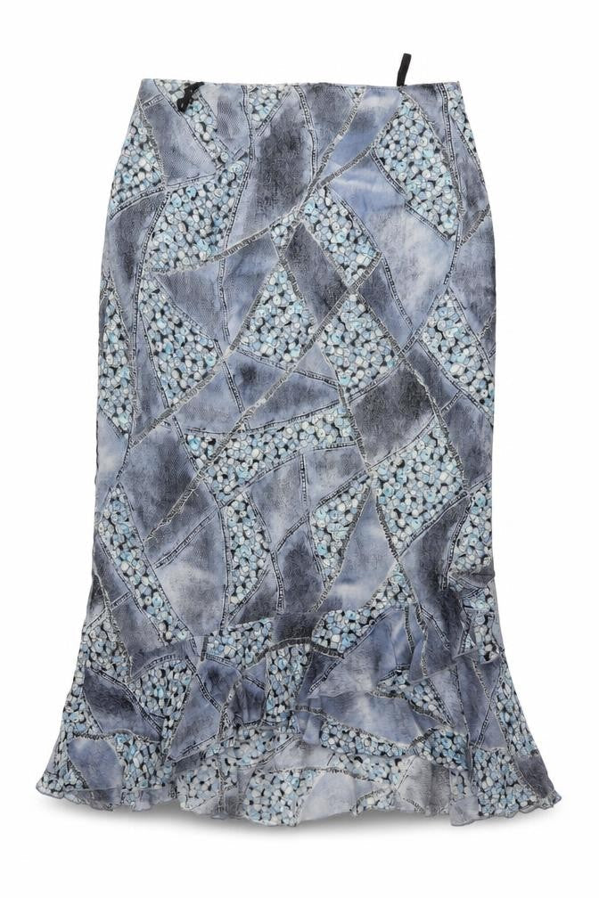 Steilmann Womens Blue Geometric Polyester A-Line Skirt Size 32 in Zip