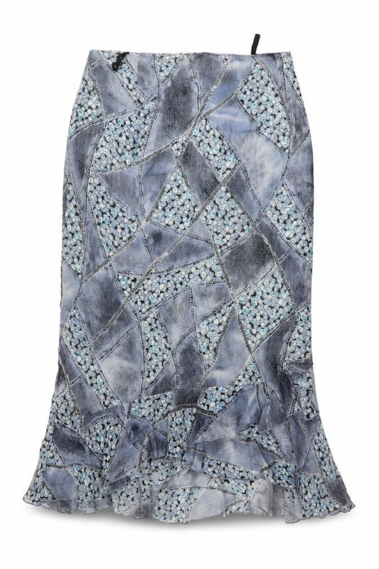 Steilmann Womens Blue Geometric Polyester A-Line Skirt Size 32 in Zip