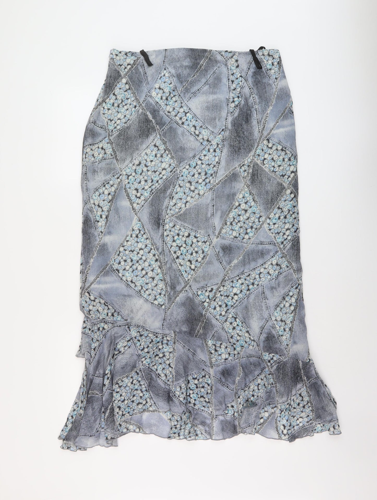 Steilmann Womens Blue Geometric Polyester A-Line Skirt Size 32 in Zip