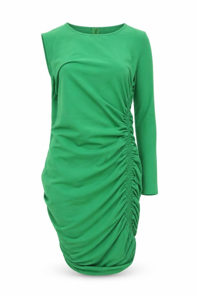 Zara Womens Green Polyester Bodycon Size M Round Neck Zip