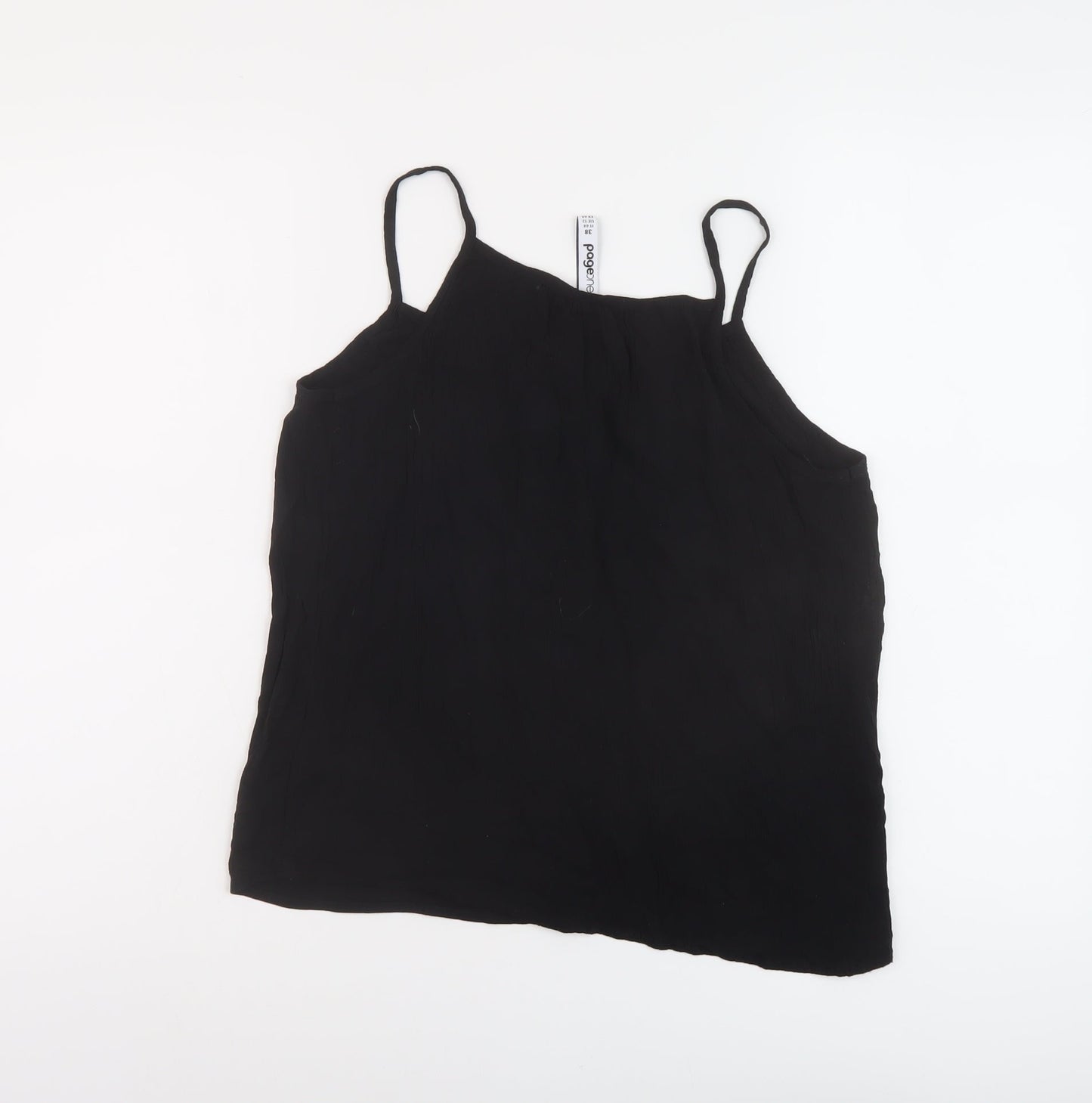 Page One Womens Black Viscose Basic Tank Size 10 Round Neck