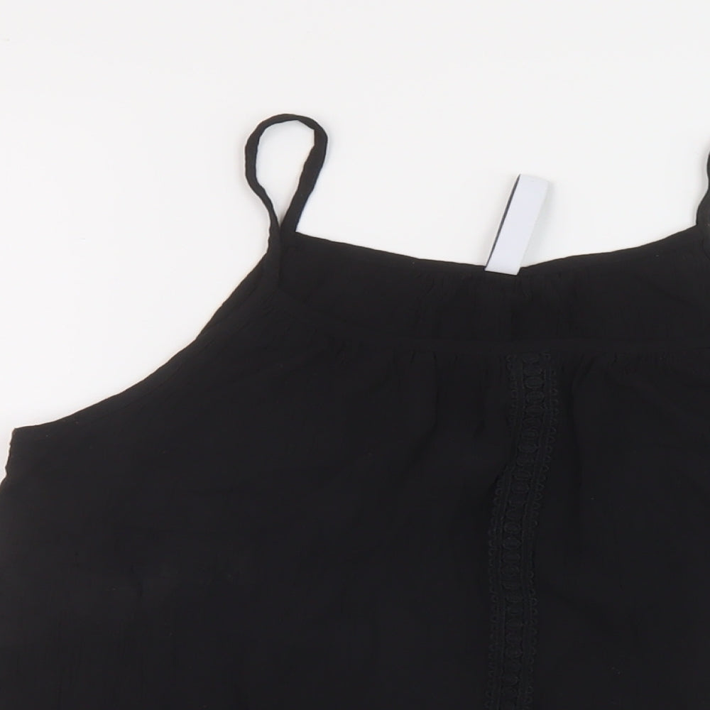 Page One Womens Black Viscose Basic Tank Size 10 Round Neck