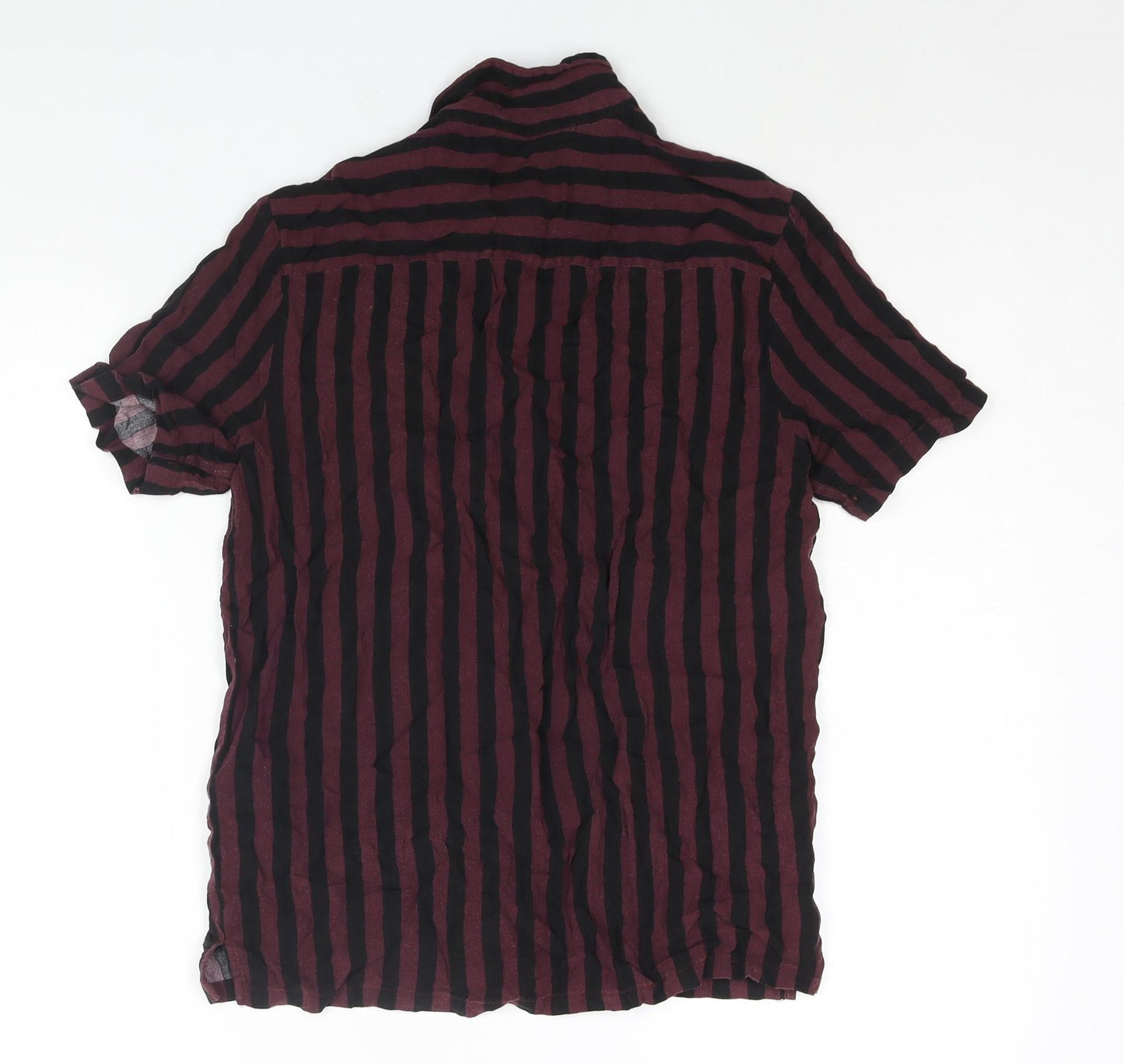 Topman Mens Purple Striped Viscose Button-Up Size XS Collared Button