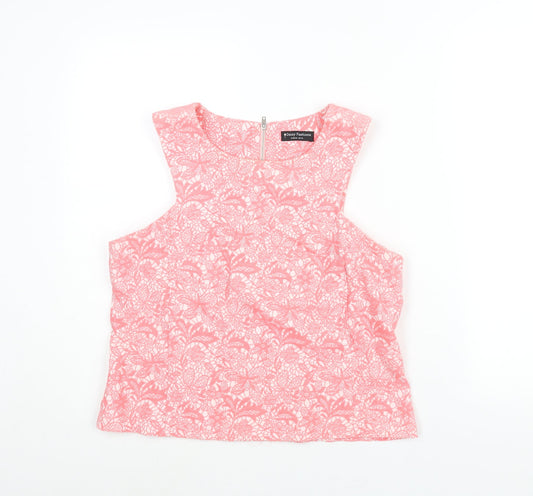Preloved Daisy Fashions Womens Pink Geometric Polyester Camisole Blouse Size 14 Round Neck - Front
