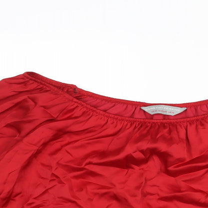 Dorothy Perkins Womens Red Polyester Basic Blouse Size 14 Boat Neck