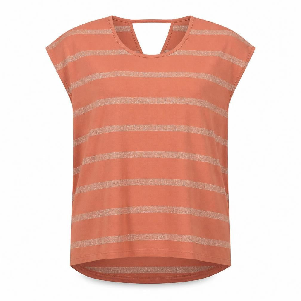 Per Una Womens Orange Striped Polyester Basic Blouse Size 14 Round Neck