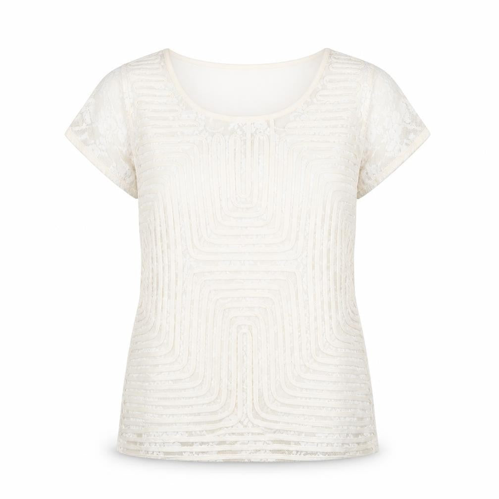 Per Una Womens Ivory Polyamide Basic Blouse Size 14 Round Neck - Textured Front