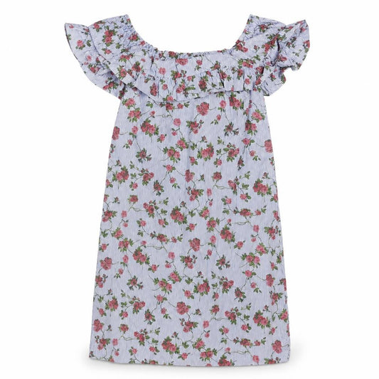 Stradivarius Womens Blue Geometric Cotton Mini Size S Boat Neck Pullover - Stripe Floral Print Fril